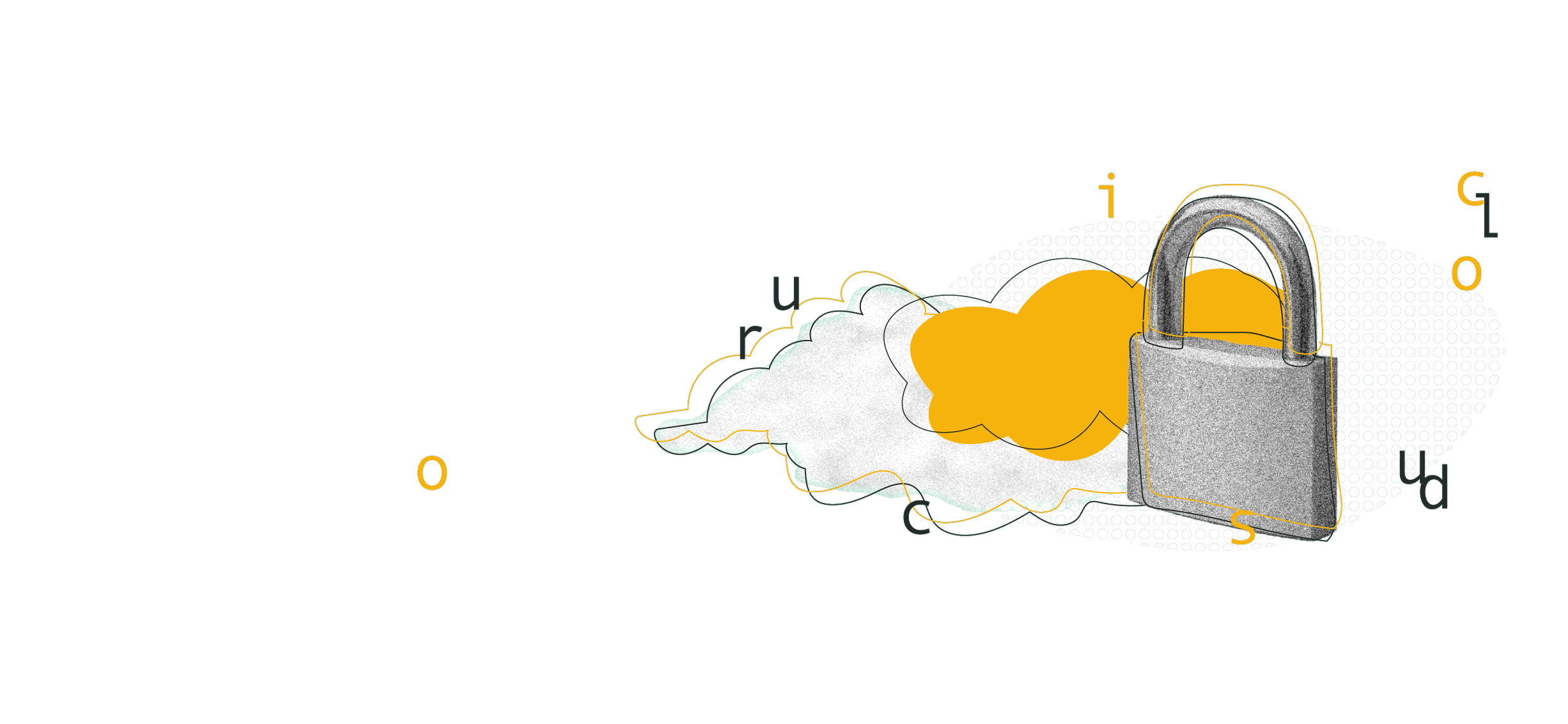 Cloud protetto da un lucchetto, simbolo del server cloud sicuro di 4UATTRO