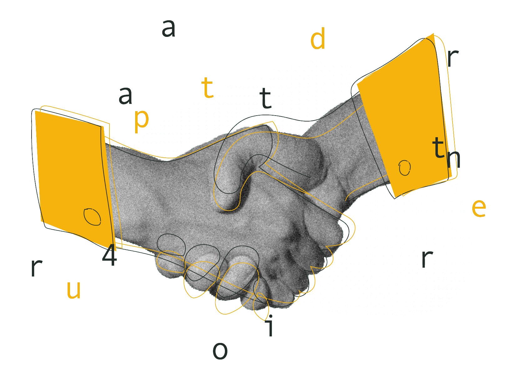 Stretta di mano che rappresenta la collaborazione con i partner 4UATTRO